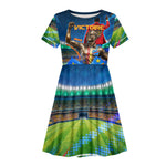 DR Congo Patrice Lumumba Kid Short Sleeve Dress Kinshasa Stadium Flag - King Of Kinshasa Football