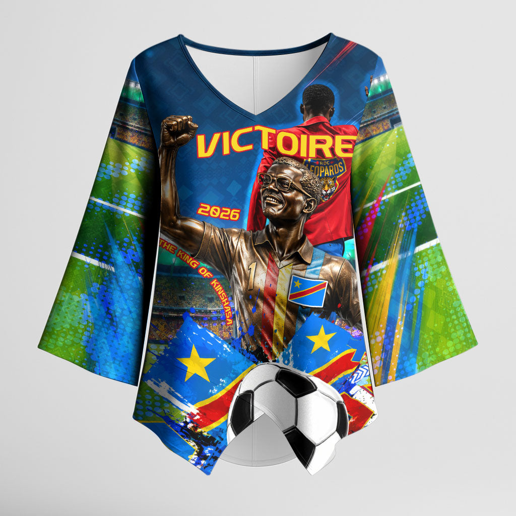 DR Congo Patrice Lumumba Kimono Sleeve Blouse Kinshasa Stadium Flag - King Of Kinshasa Football