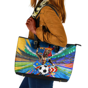 DR Congo Patrice Lumumba Leather Tote Bag Kinshasa Stadium Flag - King Of Kinshasa Football