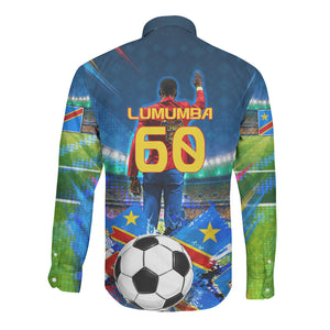 DR Congo Patrice Lumumba Long Sleeve Button Shirt Kinshasa Stadium Flag - King Of Kinshasa Football