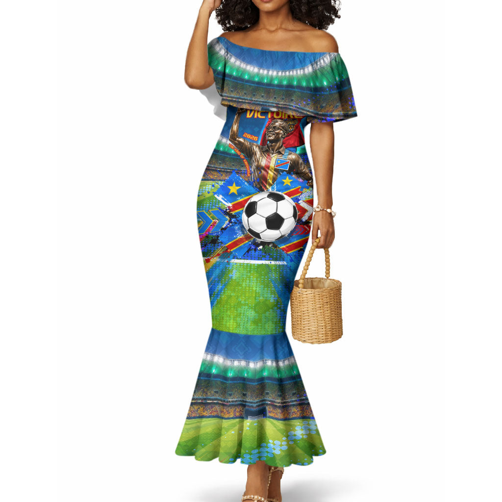 DR Congo Patrice Lumumba Mermaid Dress Kinshasa Stadium Flag - King Of Kinshasa Football