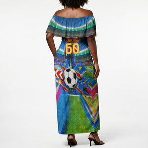 DR Congo Patrice Lumumba Off Shoulder Maxi Dress Kinshasa Stadium Flag - King Of Kinshasa Football
