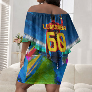 DR Congo Patrice Lumumba Off Shoulder Short Dress Kinshasa Stadium Flag - King Of Kinshasa Football