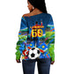 DR Congo Patrice Lumumba Off Shoulder Sweater Kinshasa Stadium Flag - King Of Kinshasa Football