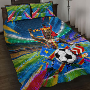 DR Congo Patrice Lumumba Quilt Bed Set Kinshasa Stadium Flag - King Of Kinshasa Football