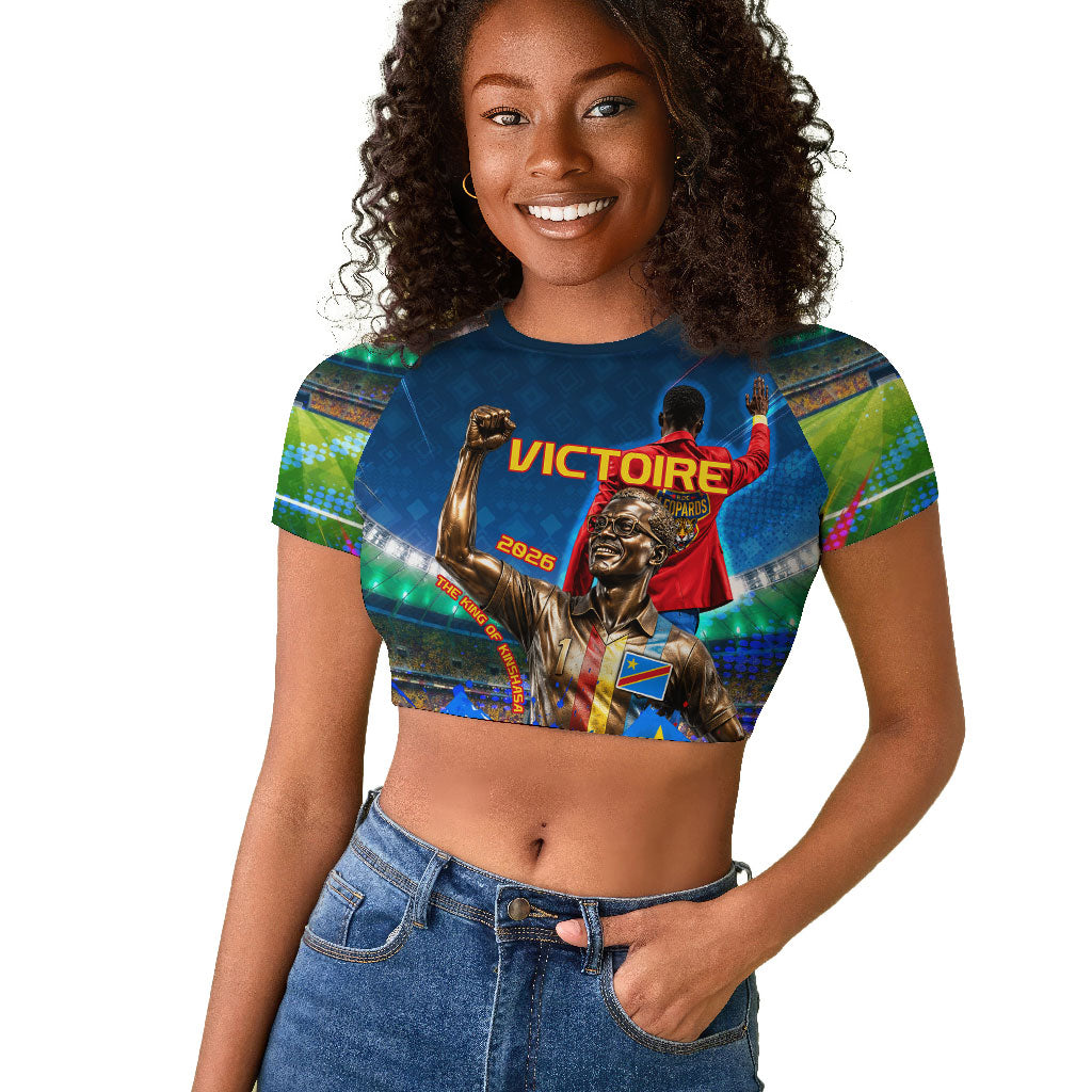 DR Congo Patrice Lumumba Raglan Cropped T shirt Kinshasa Stadium Flag - King Of Kinshasa Football
