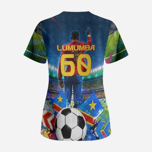 DR Congo Patrice Lumumba Scrub Top Kinshasa Stadium Flag - King Of Kinshasa Football