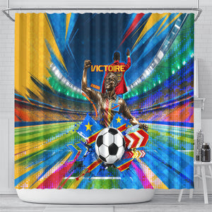 DR Congo Patrice Lumumba Shower Curtain Kinshasa Stadium Flag - King Of Kinshasa Football
