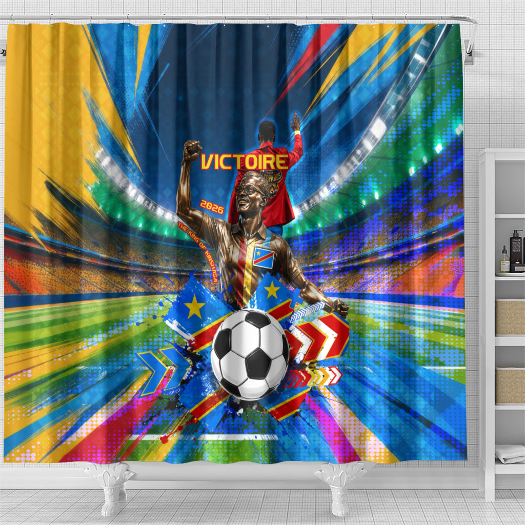 DR Congo Patrice Lumumba Shower Curtain Kinshasa Stadium Flag - King Of Kinshasa Football