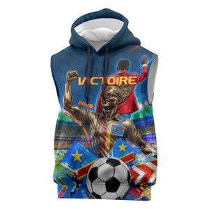 DR Congo Patrice Lumumba Sleeveless Hoodie Kinshasa Stadium Flag - King Of Kinshasa Football