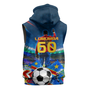 DR Congo Patrice Lumumba Sleeveless Zip Hoodie Kinshasa Stadium Flag - King Of Kinshasa Football