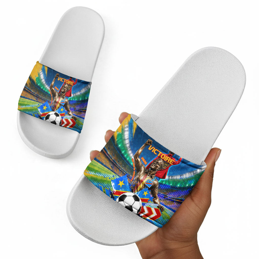DR Congo Patrice Lumumba Slide Sandals Kinshasa Stadium Flag - King Of Kinshasa Football