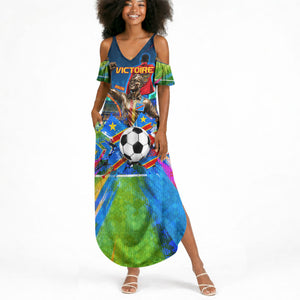 DR Congo Patrice Lumumba Summer Maxi Dress Kinshasa Stadium Flag - King Of Kinshasa Football