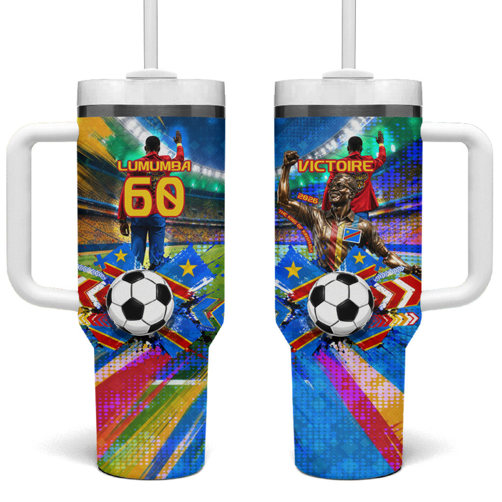 DR Congo Patrice Lumumba Tumbler With Handle Kinshasa Stadium Flag - King Of Kinshasa Football