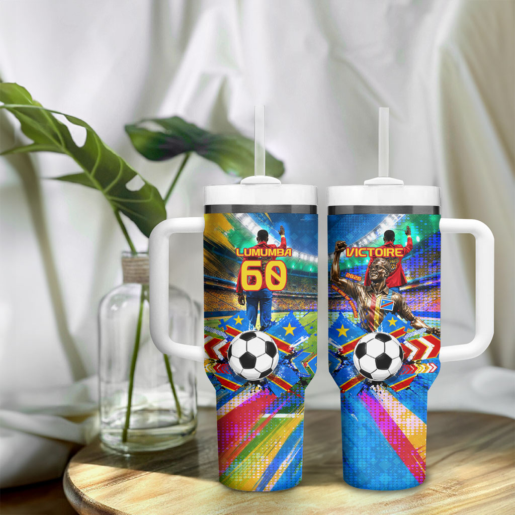 DR Congo Patrice Lumumba Tumbler With Handle Kinshasa Stadium Flag - King Of Kinshasa Football