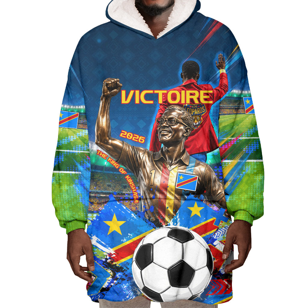 DR Congo Patrice Lumumba Wearable Blanket Hoodie Kinshasa Stadium Flag - King Of Kinshasa Football