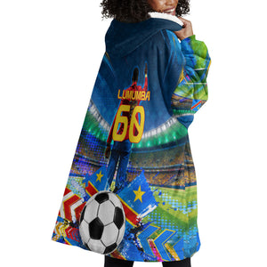 DR Congo Patrice Lumumba Wearable Blanket Hoodie Kinshasa Stadium Flag - King Of Kinshasa Football