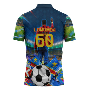 DR Congo Patrice Lumumba Zipper Polo Shirt Kinshasa Stadium Flag - King Of Kinshasa Football