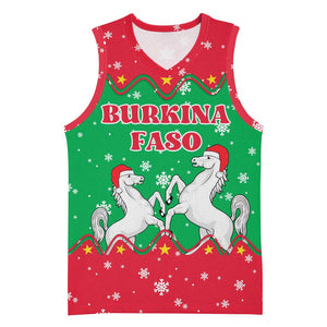 Christmas Burkina Faso Basketball Jersey Snowflake Horses and Coat of Arms TS04