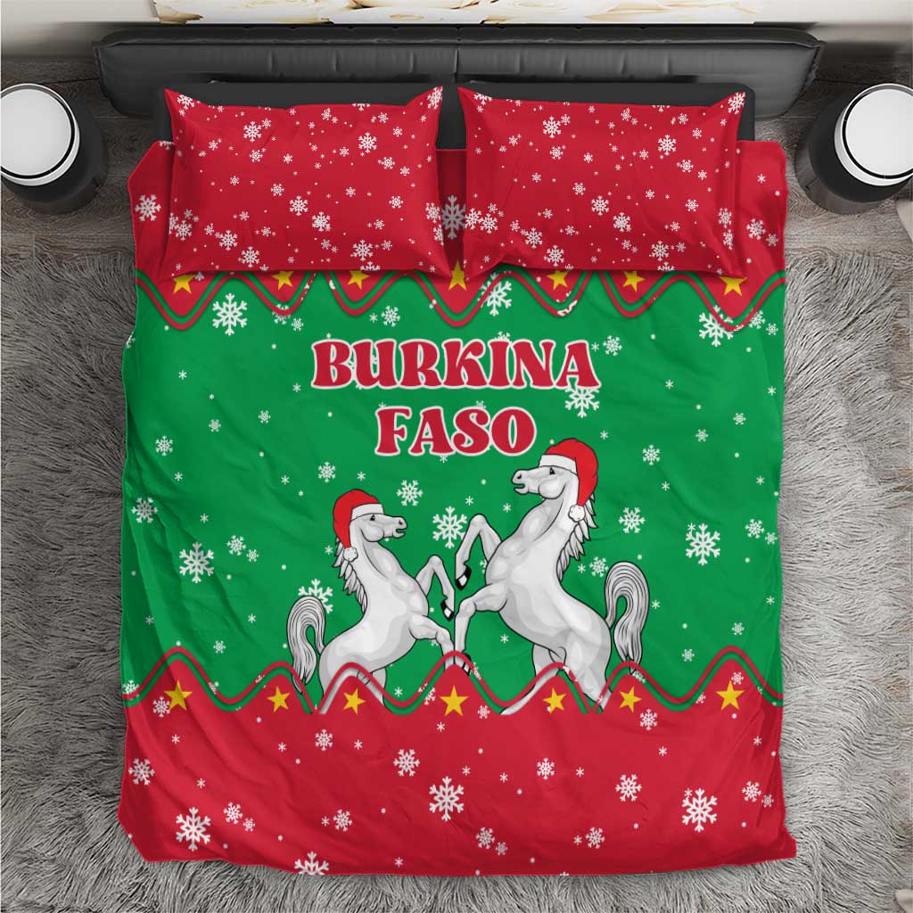 Christmas Burkina Faso Bedding Set Snowflake Horses and Coat of Arms - African Pride