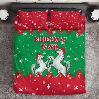 Christmas Burkina Faso Bedding Set Snowflake Horses and Coat of Arms - African Pride