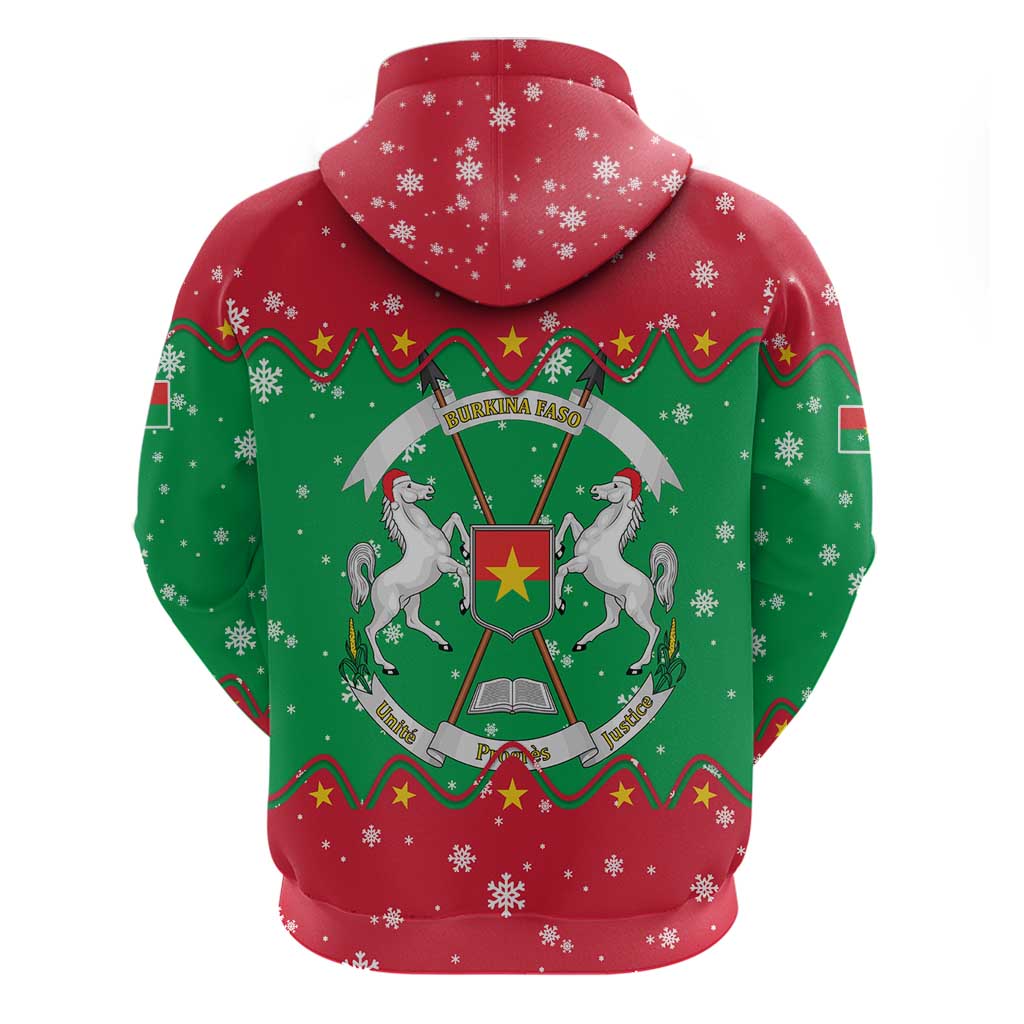 Christmas Burkina Faso Hoodie Snowflake Horses and Coat of Arms - African Pride