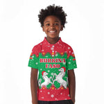 Christmas Burkina Faso Kid Polo Shirt Snowflake Horses and Coat of Arms - African Pride