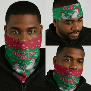 Christmas Burkina Faso Neck Gaiter Snowflake Horses and Coat of Arms - African Pride
