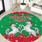 Christmas Burkina Faso Round Carpet Snowflake Horses and Coat of Arms - African Pride