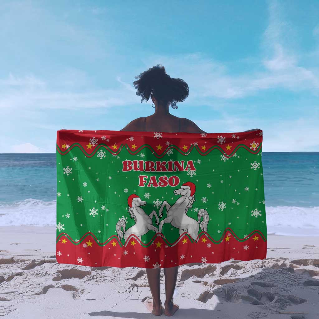 Christmas Burkina Faso Sarong Snowflake Horses and Coat of Arms - African Pride