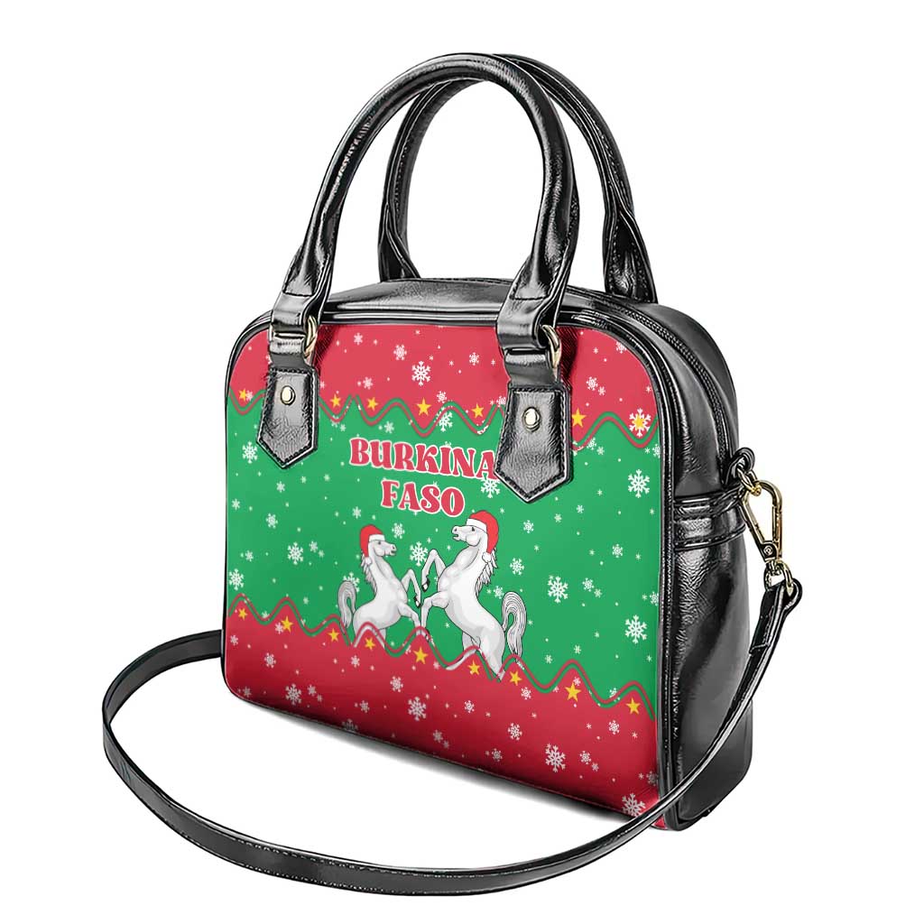 Christmas Burkina Faso Shoulder Handbag Snowflake Horses and Coat of Arms - African Pride