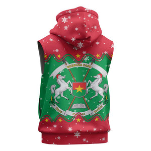 Christmas Burkina Faso Sleeveless Zip Hoodie Snowflake Horses and Coat of Arms - African Pride