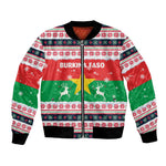 Christmas Burkina Faso Bomber Jacket Reindeer Star Design - African Pride