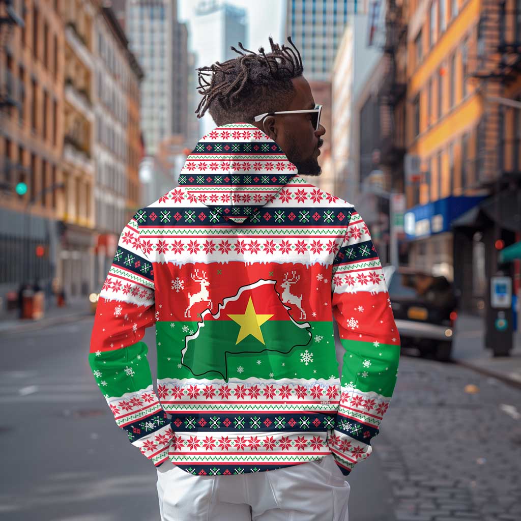 Christmas Burkina Faso Hoodie Reindeer Star Design - African Pride