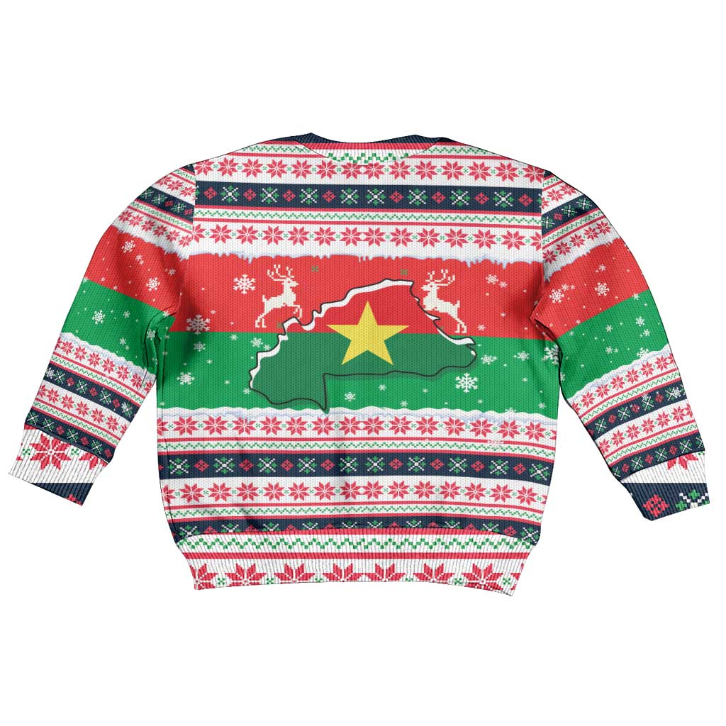 Christmas Burkina Faso Kid Ugly Christmas Sweater Reindeer Star Design - African Pride