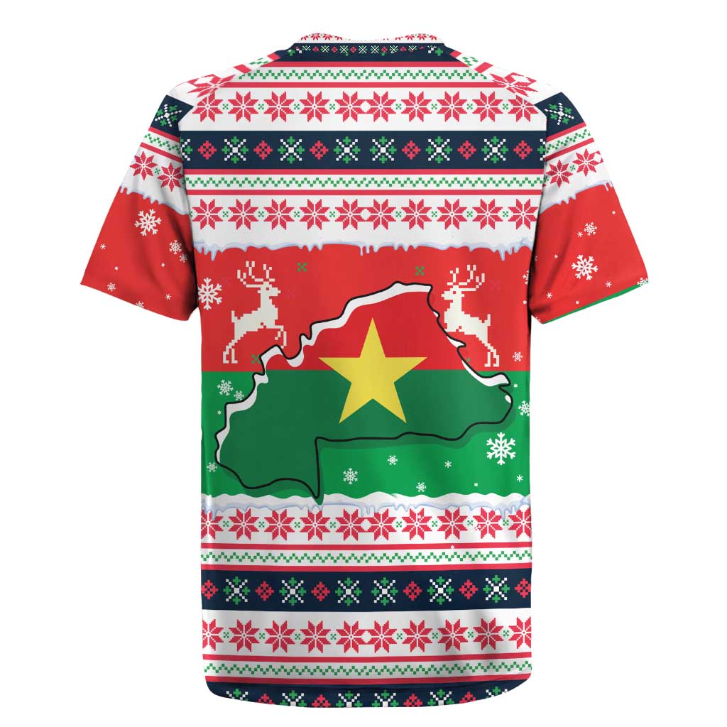 Christmas Burkina Faso Rugby Jersey Reindeer Star Design - African Pride