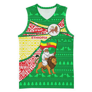 Ethiopia Christmas Basketball Jersey Santa Riding Lion Ethiopian Flag Colors and Tribal TS04