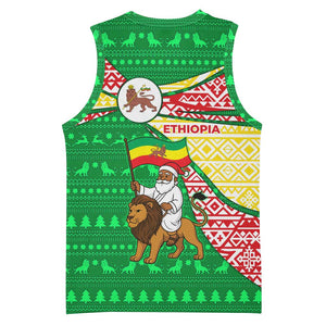 Ethiopia Christmas Basketball Jersey Santa Riding Lion Ethiopian Flag Colors and Tribal TS04