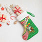 Ethiopia Christmas Stocking Santa Riding Lion Ethiopian Flag Colors and Tribal - African Pride