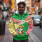 Ethiopia Christmas Hoodie Santa Riding Lion Ethiopian Flag Colors and Tribal - African Pride