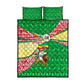 Ethiopia Christmas Quilt Bed Set Santa Riding Lion Ethiopian Flag Colors and Tribal - African Pride