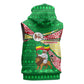 Ethiopia Christmas Sleeveless Zip Hoodie Santa Riding Lion Ethiopian Flag Colors and Tribal - African Pride