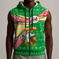 Ethiopia Christmas Sleeveless Zip Hoodie Santa Riding Lion Ethiopian Flag Colors and Tribal - African Pride