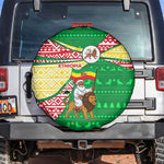 Ethiopia Christmas Spare Tire Cover Santa Riding Lion Ethiopian Flag Colors and Tribal - African Pride