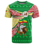 Ethiopia Christmas T shirt Santa Riding Lion Ethiopian Flag Colors and Tribal - African Pride