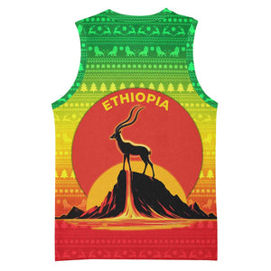 Ethiopia Christmas Basketball Jersey Mountain Gazelle Sunset Ethiopian Flag TS04