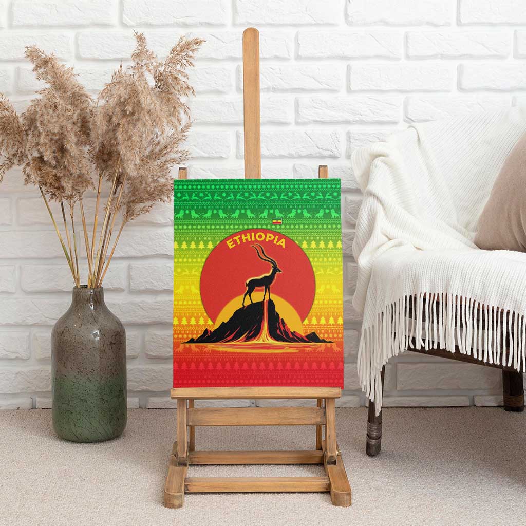 Ethiopia Christmas Canvas Wall Art Mountain Gazelle Sunset Ethiopian Flag - African Pride