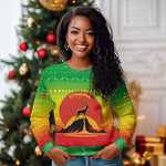 Ethiopia Christmas Ugly Christmas Sweater Mountain Gazelle Sunset Ethiopian Flag - African Pride