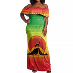 Ethiopia Christmas Off Shoulder Maxi Dress Mountain Gazelle Sunset Ethiopian Flag - African Pride