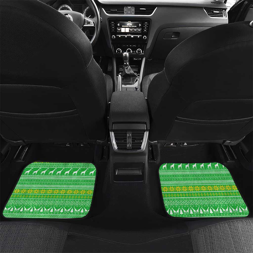 Tanzania Christmas Car Mats Giraffe Christmas Tree Snowflakes and Flag - African Pride